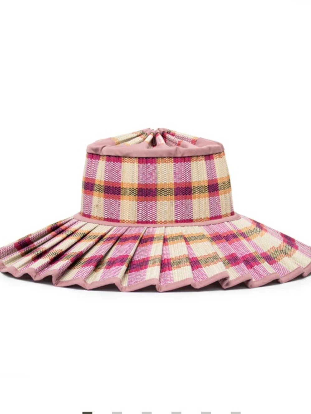 Lorna murray Picnic Bay Capri Pleated Pink Plaid Wide-Brim Women's Sun Hat